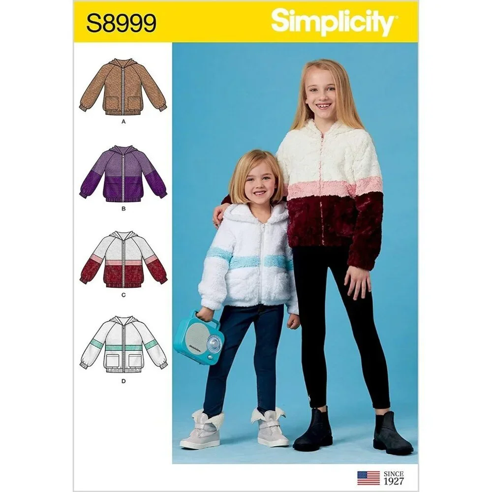 Simplicity Sewing Pattern 8999‎ 10259 Jacket Coat Hooded Girls Size 3-6